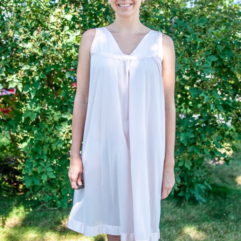 Vintage Vanity Fair Slightly Sheer Pink Nightgown